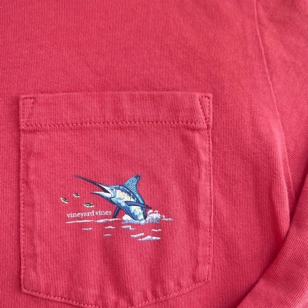 Vineyard Vines boys t-shirt, size large, red with swordfish